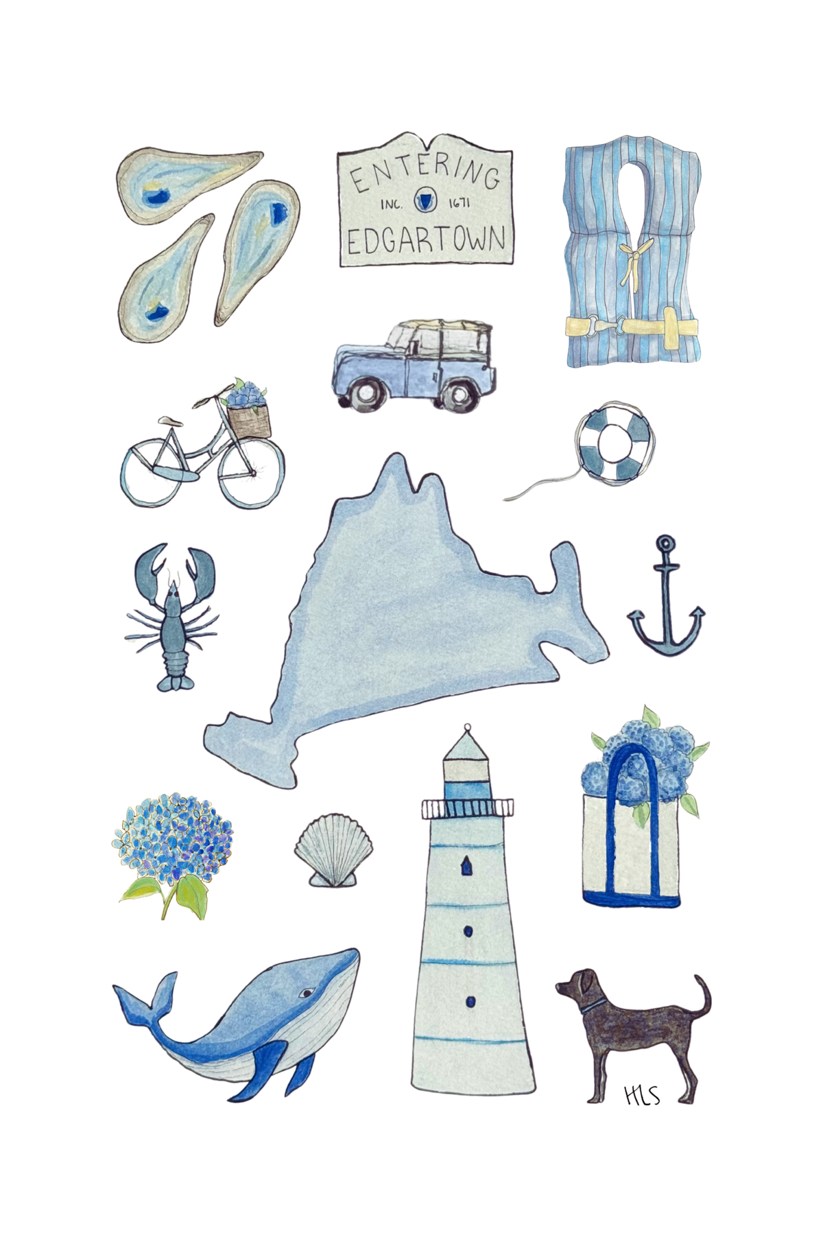 Martha's Vineyard Blue Collage