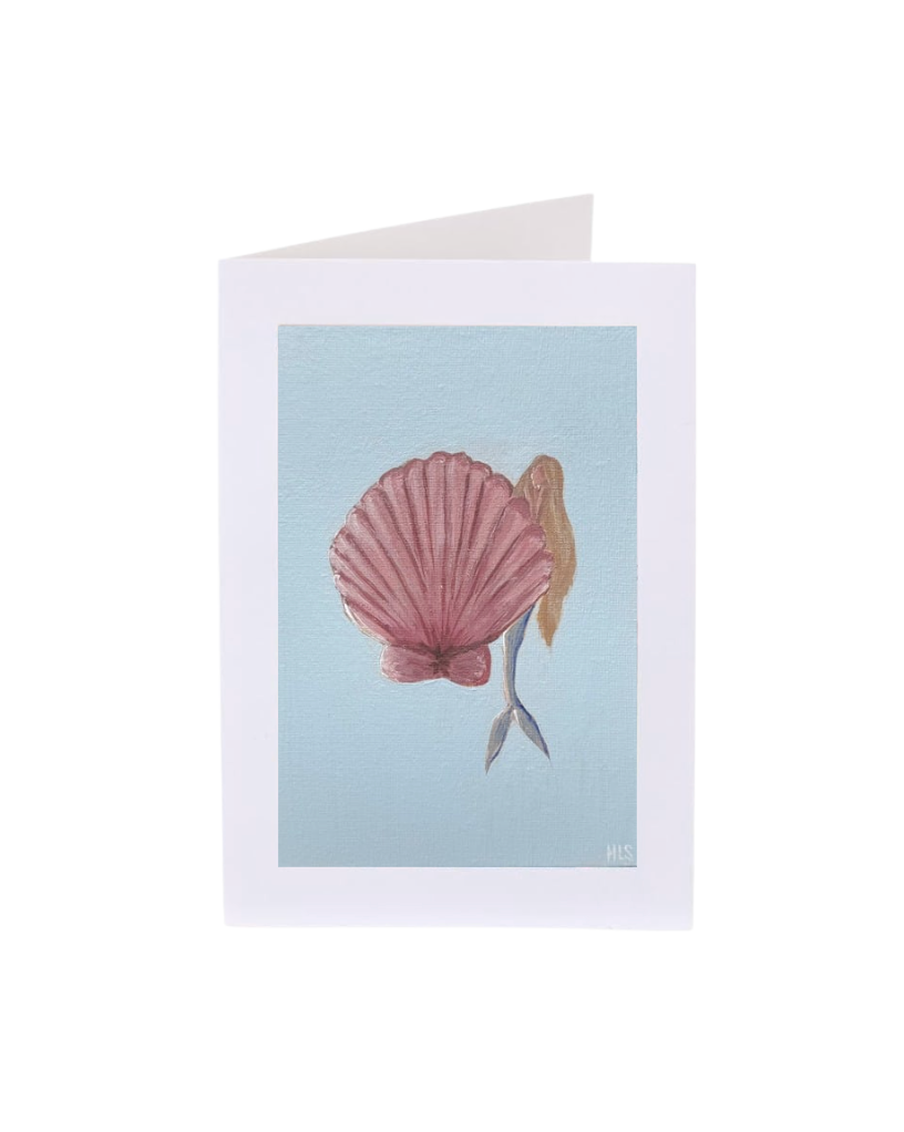Pink Scallop Mermaid Notecard