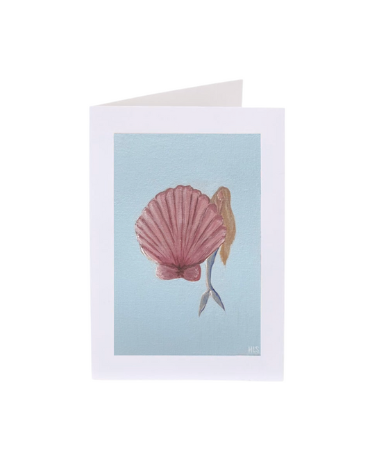 Pink Scallop Mermaid Notecard