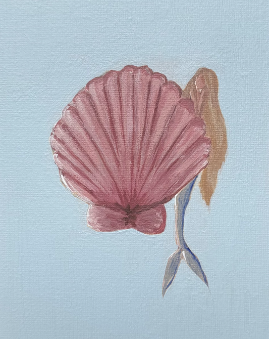 Pink Scallop Mermaid Notecard